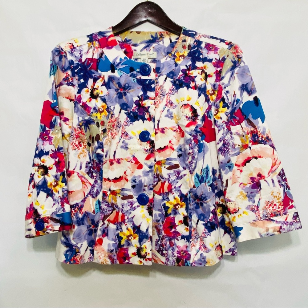 COLDWATER CREEK FLORAL LIGHTWEIGHT BLAZER